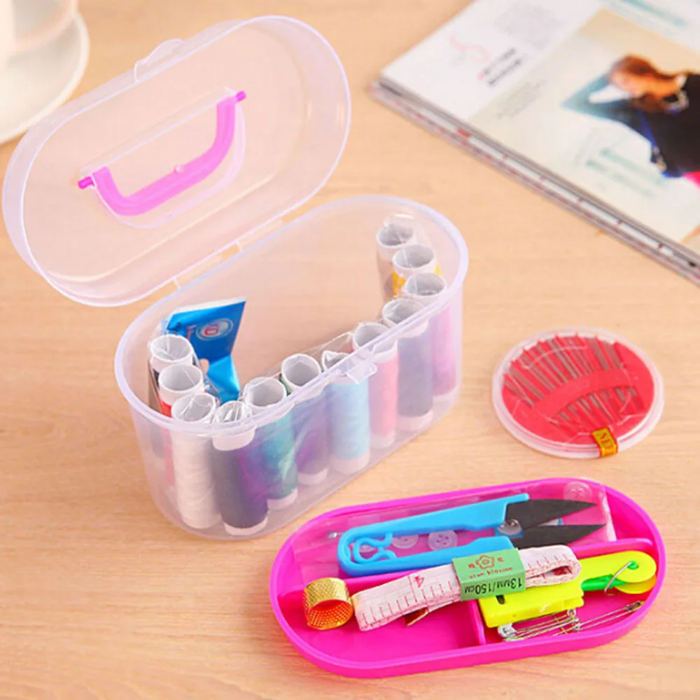 Home Travel Thread Threader Needle Tape Measure Scissor Storage Box
