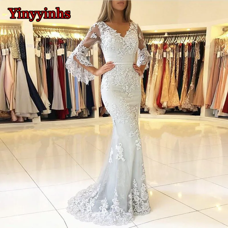Lilac-Muslim-Evening-Dress-with-Sleeves-vestidos-largos-Lace-Beaded-Islamic-Dubai-Lebanon-Mermaid-Elegant-Long (3)