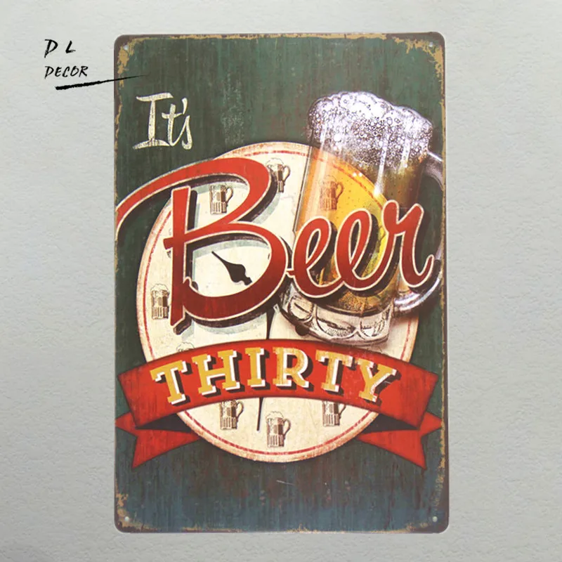 DL Beer thirty vintage metal sign Retro man cave Wall ART Vintage Metal