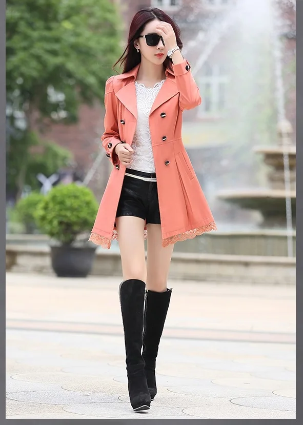 Женское базовое пальто большого размера, женское осеннее кружевное пальто с длинными рукавами, женское повседневное пальто Leisi, длинное Приталенное кружевное пальто A71 YAGENZ
