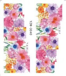 ZKO 1 лист цветок блестящие наклейки для ногтей Переводные картинки украшения DIY Клей Советы Маникюр дизайн ногтей наклейки