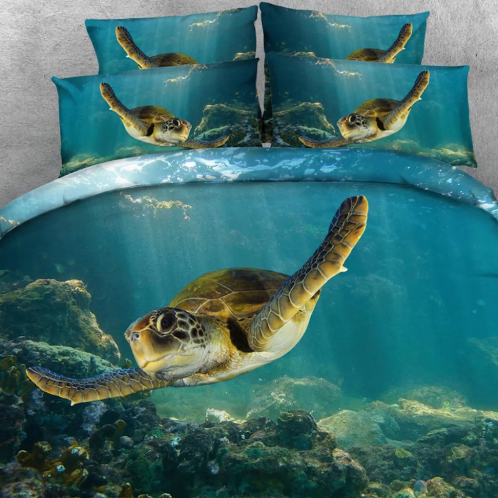 

Royal Linen Source 3 pcs per set Stunning Green Sea Turtle Boy bed set Children Bed Linens with Children Bed Sheet