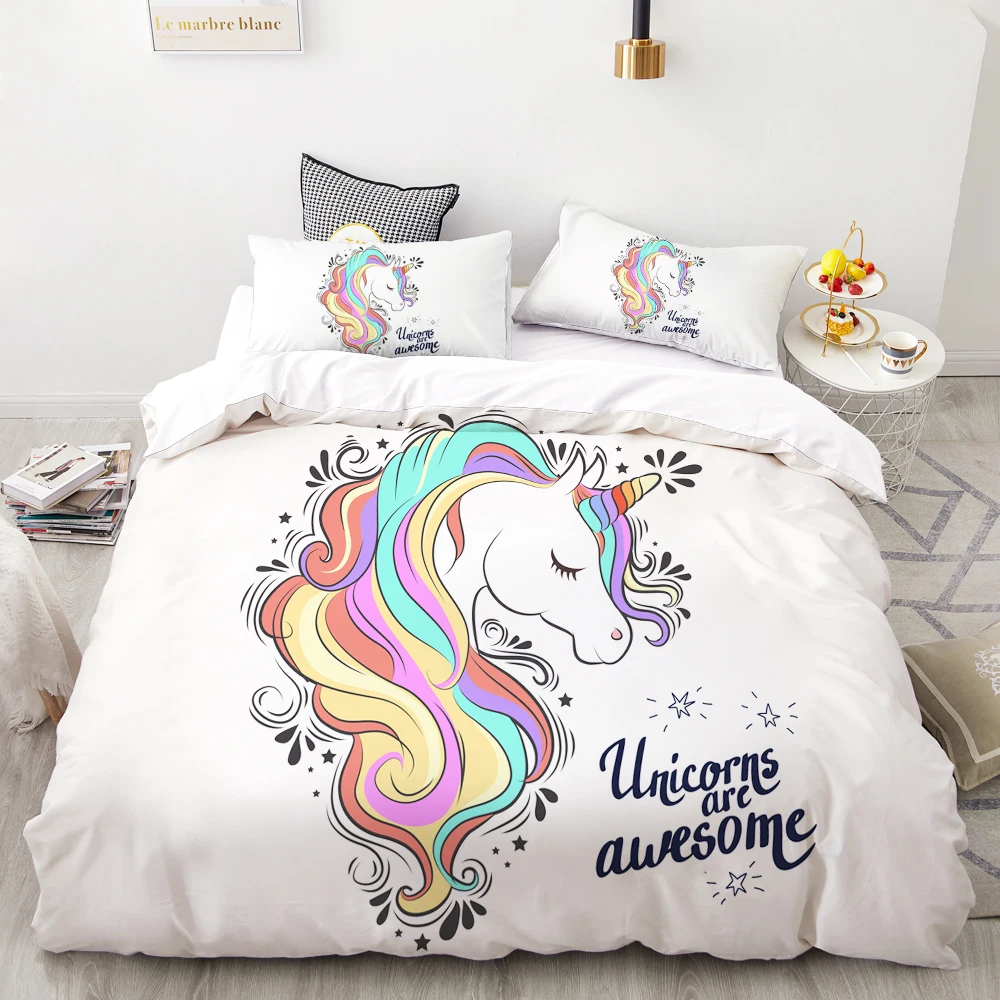 

3D HD Digital Printing Custom Bedding Set,Cartoon Duvet Cover Set Queen King Kids Child Baby,Bedclothes Unicorn Drop Shipping