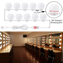 Светодиодный голливудский зеркальный светильник для ванной комнаты, светодиодный светильник 5 В, косметический зеркальный светильник s 6 10 14, набор ламп для макияжа, туалетный столик