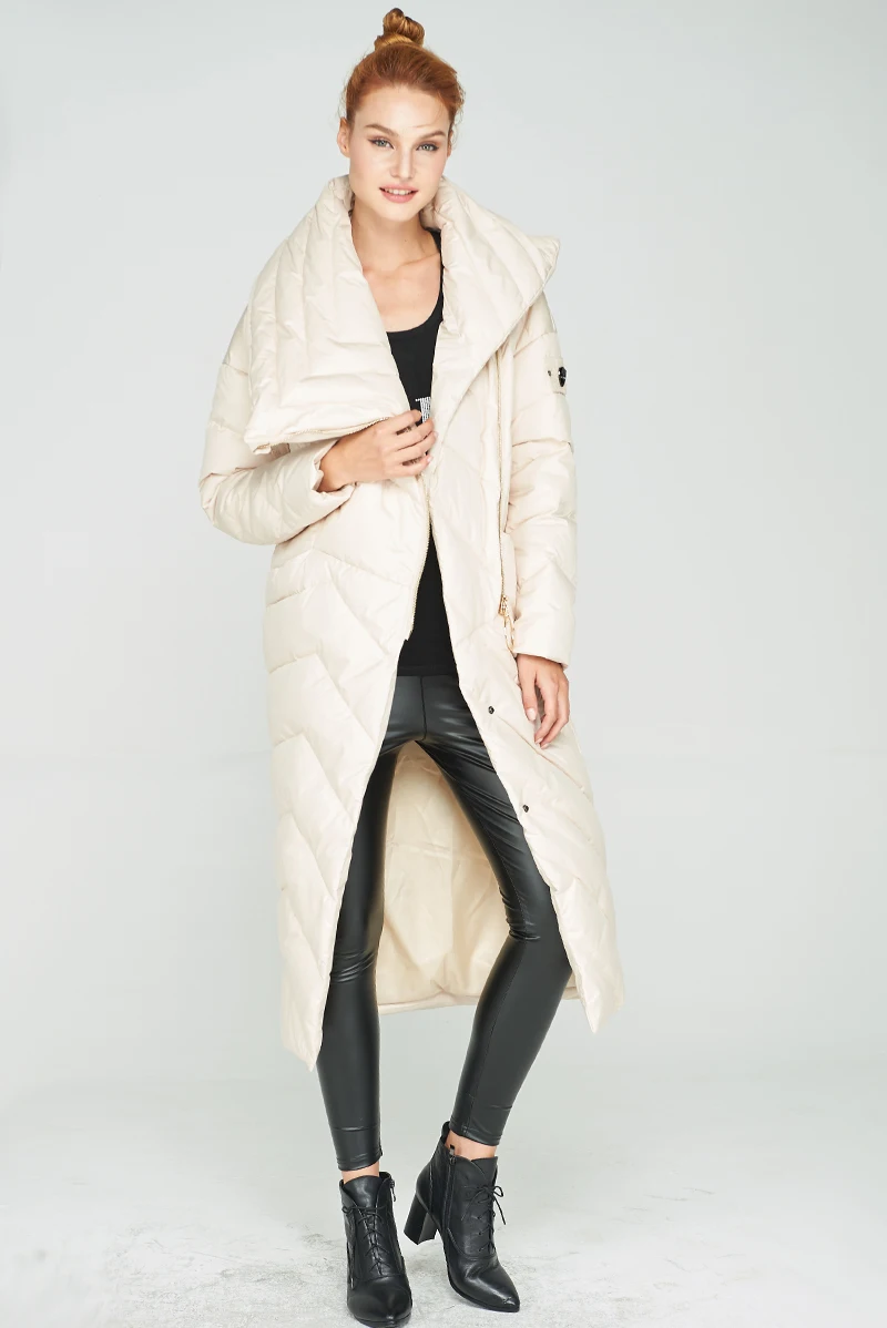 Veydu, зимнее женское длинное белое пуховое пальто, куртка, Толстая теплая верхняя одежда, куртка, пальто, женская парка с отложным воротником