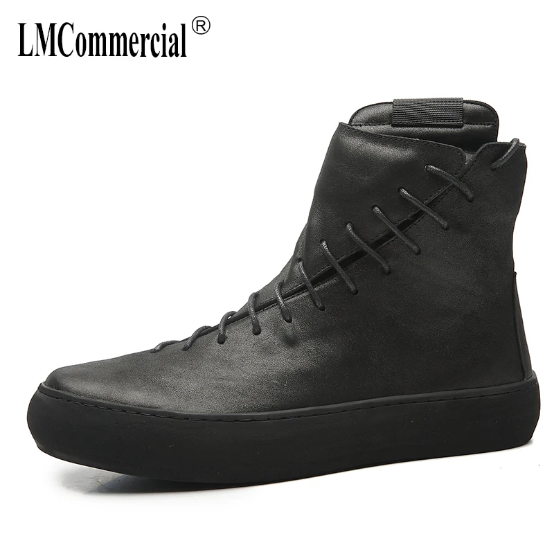 

Fall / winter fashion men's boots British retro outdoor top boots flat bottom leather martin boots middle zipper tooling boots