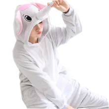 Синий серый слон Onesie для взрослых зимняя фланелевая теплая Пижама Mujer капюшоном животных Пижама для пара Для женщин xcp08