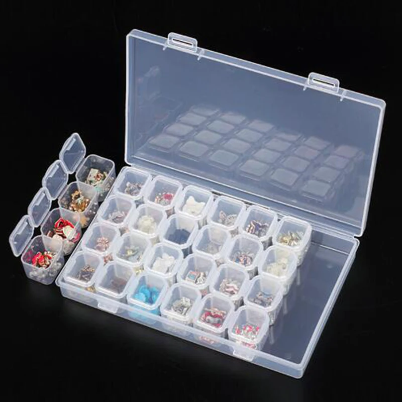 28 слотов Алмазная вышивка коробка алмазные аксессуары для рисования чехол прозрачные пластиковые бусины дисплей коробки для хранения инструменты для вышивки крестом
