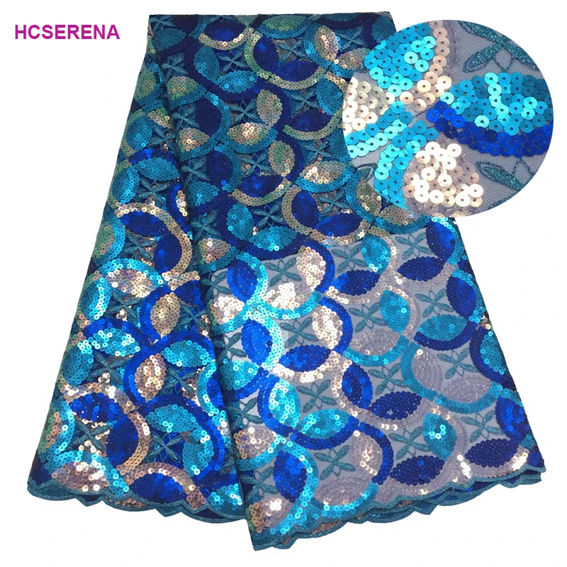 African Lace Fabric 2019 High Quality French With Sequins Nigerian Tulle Mesh For Wedding Free Shipping | Дом и сад
