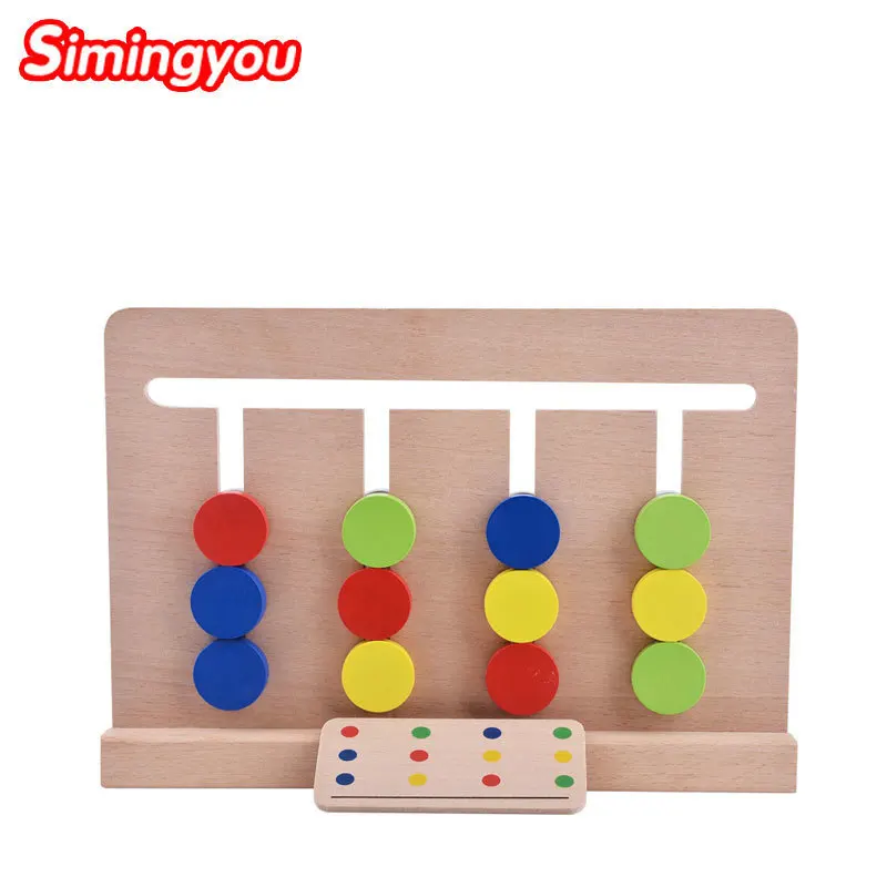 

Simingyou Kids Toys Wooden Four-Color Game Red Green Blue Round Logical Thinking Training Educational B40-A-156 Drop Shipping
