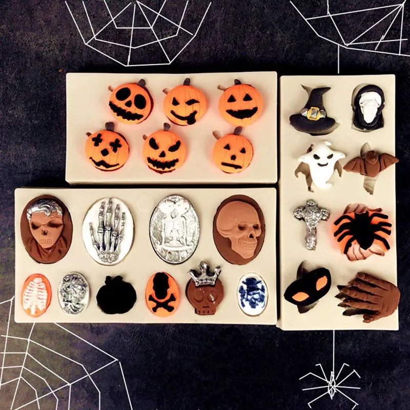 

Halloween Silicone Mold Skull Pumpkin Cake Decorating Tools Fondant Mold Chocolate Forms Ghost Ice Mold Soap