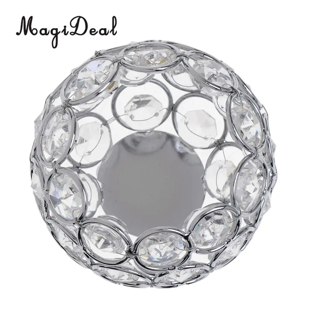 2x Crystal Bling Candle Holder for Wedding Party Dining Table DIY Decoration Dia. 8cm_ Silver