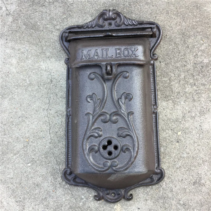 small wall mounted cast iron mailbox, metal mailbox Gardon Decor Free Shipping wrought iron letter box 20.5*37cm