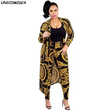 Euramerican Gold Chain Flower Women Sets Two Piece Pencil Pants Long Coat Jacket Suits 2pcs Sets Outfit Streetwear Robe Overcoat Euramerican Gold Chain Flower Women Sets Two Piece Pencil Pants Long Coat Jacket Suits 2pcs Sets Outfit Streetwear Robe Overcoat