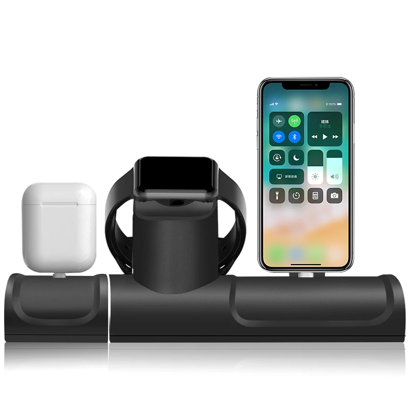 

3 In 1 Charge Stand Dock Station For Apple Watch Series 4/3/2 Silicone Charge Base For Iphone X/XS/8/7 Charging Dock For Airpods