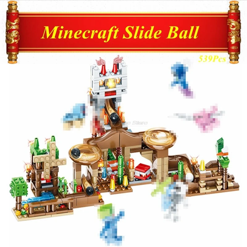 

Happy Birthday Gifts Compatible Legoing Minecraft My World Slide Ball 539Pcs Model Building Blocks Toys for Children Legoing