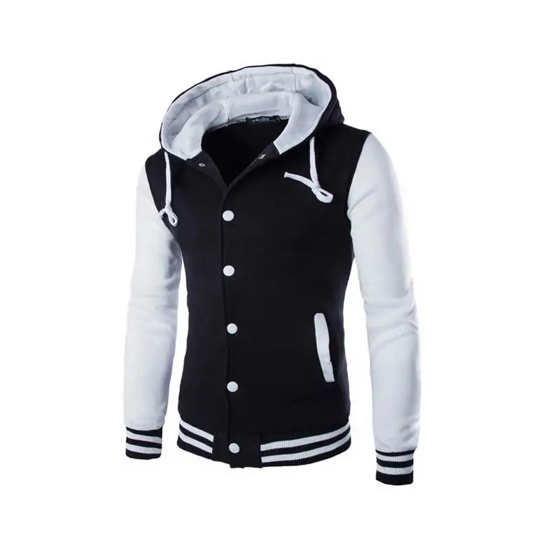Acheter Hommes à capuche Baseball Veste hommes 2018 Design de mode noir hommes Slim Fit varsité Veste marque élégant collège Jacekt Veste Homme
