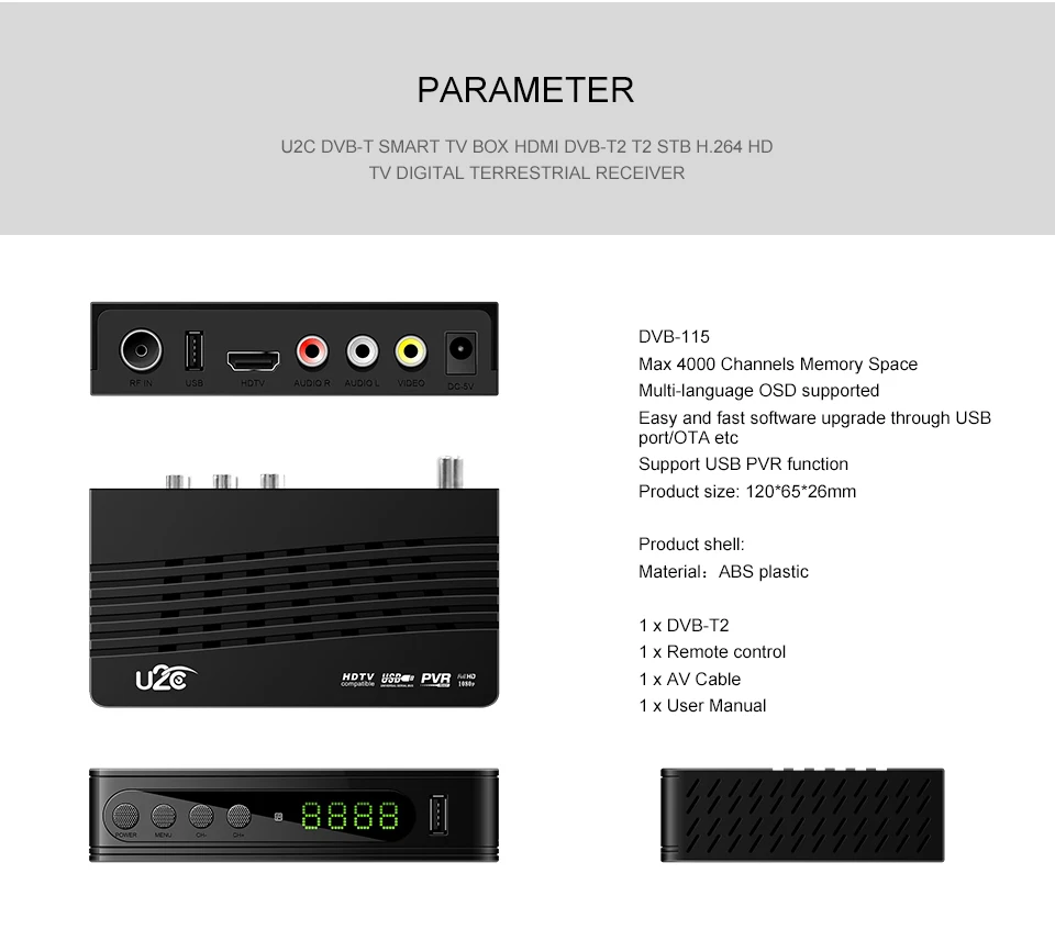 U2C DVB-T Смарт ТВ приставка HDMI DVB-T2 T2 STB H.264 HD ТВ цифровой эфирный приемник DVB T/T2 приставка ТВ Россия