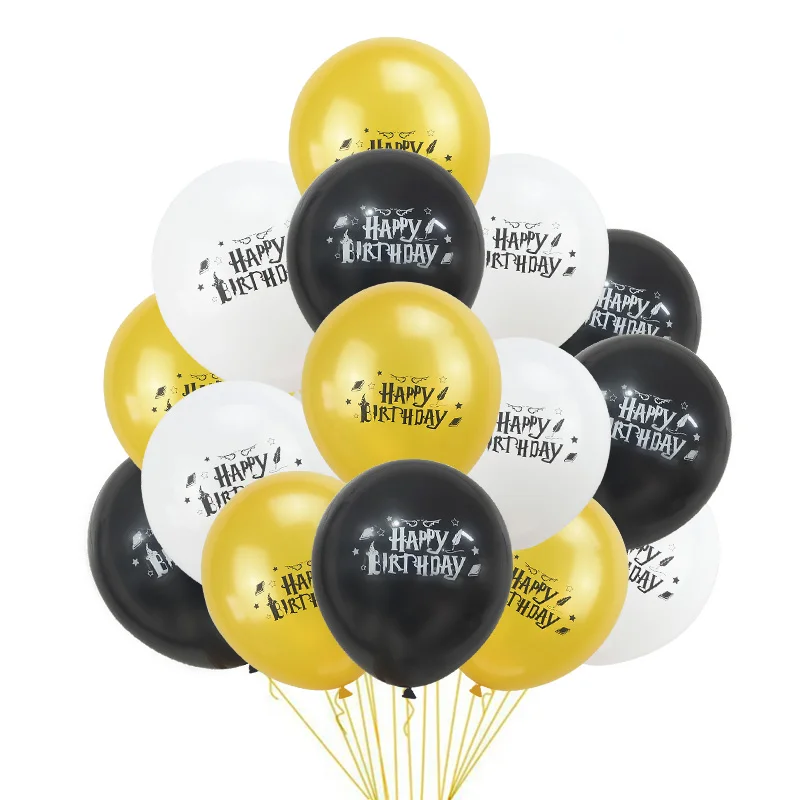 

10pcs Harry Potter Happy Birthday Balloons White Gold Black Latex Air Ball Magic Theme Birthday Party Decoration Kids Toy Globos