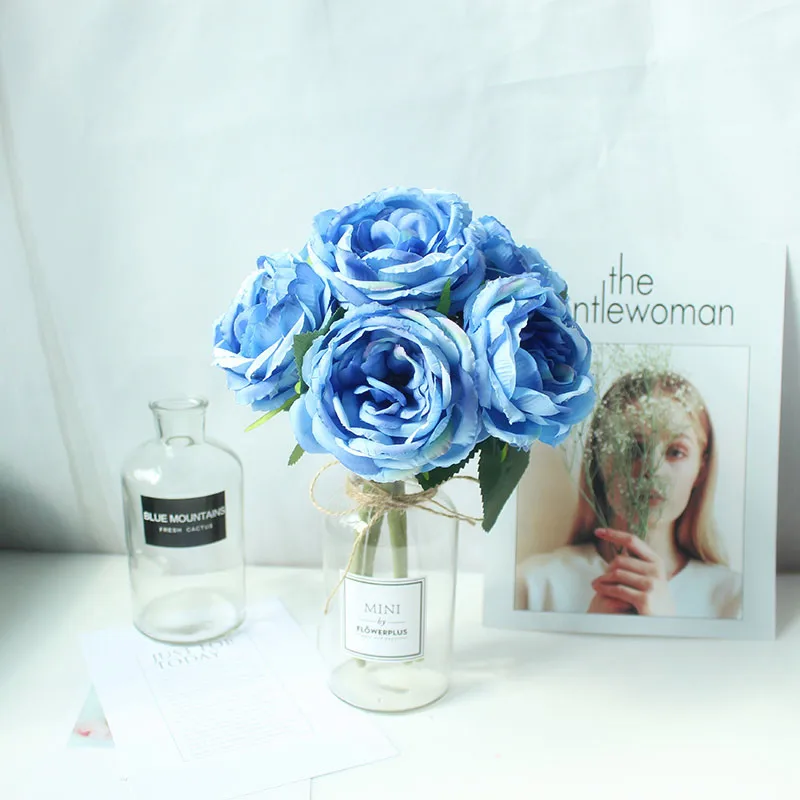 artificial flowers peony bouquet wedding silk roses  (52)
