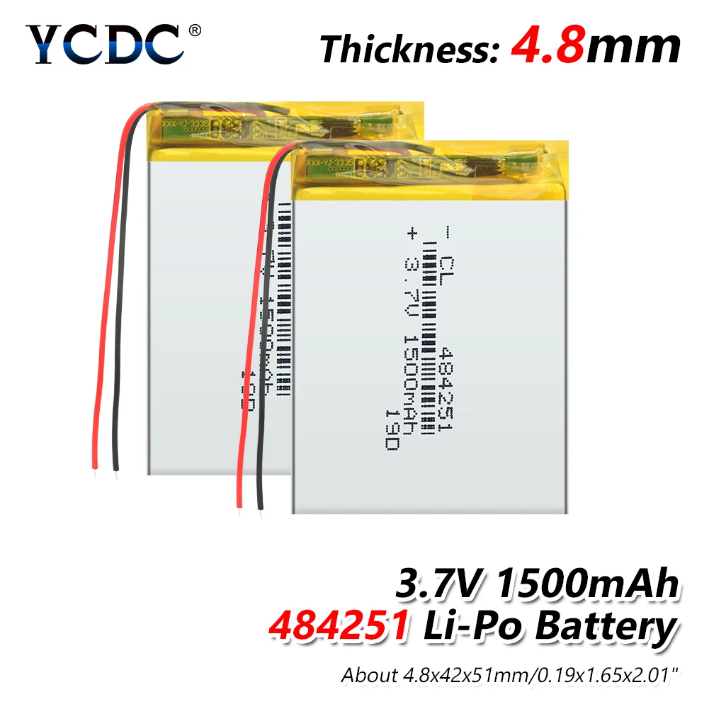

3.7v 1500mah li-polymer 484251 vehicle GPS navigation recorder high capacity for tablet PC li po ion lipo rechargeable batteries