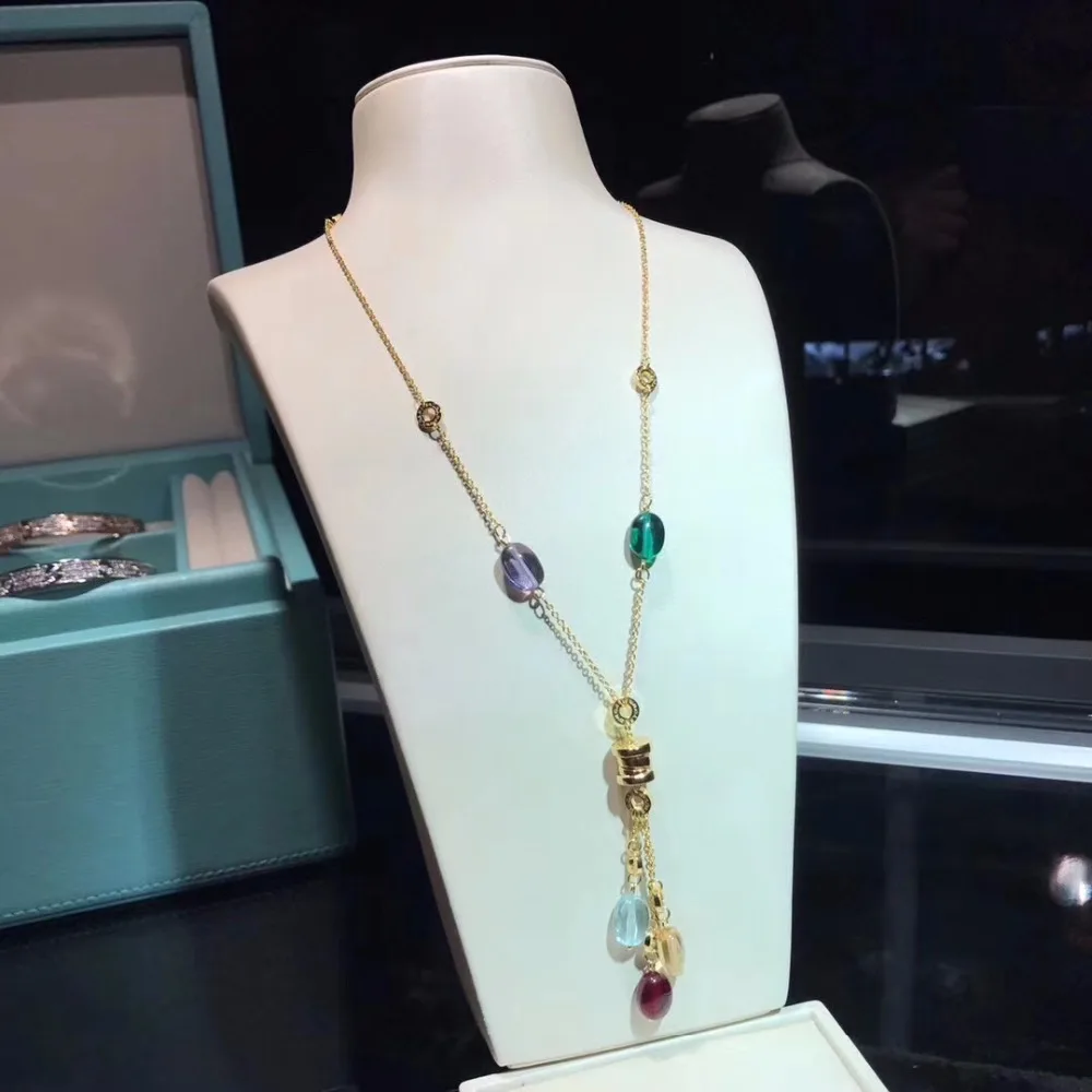 Brand 925 Sterling Silver Jewelry opal necklace For Women long Tassel