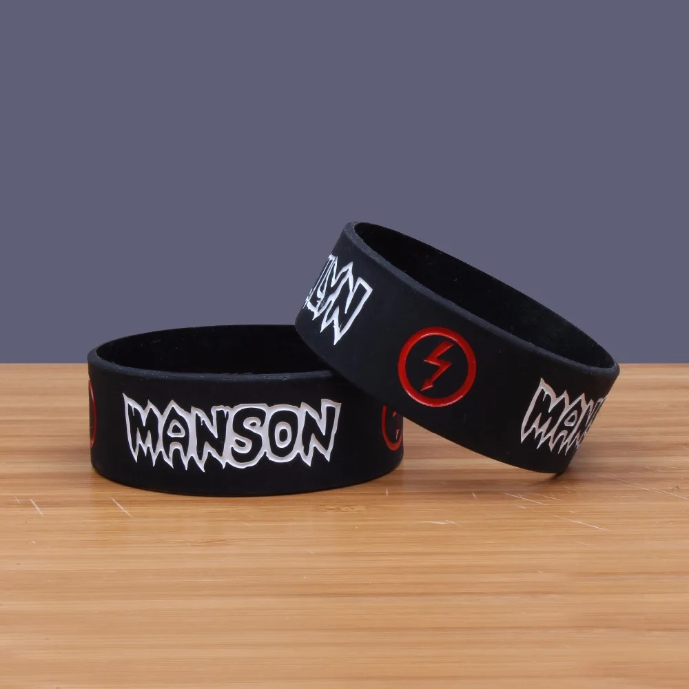 

50 pcs Marilyn Manson Wide Version Band Silicone Bracelets Heavy Metal Band Silicon Wristband Prog-Rock/Art Rock Jerwerly