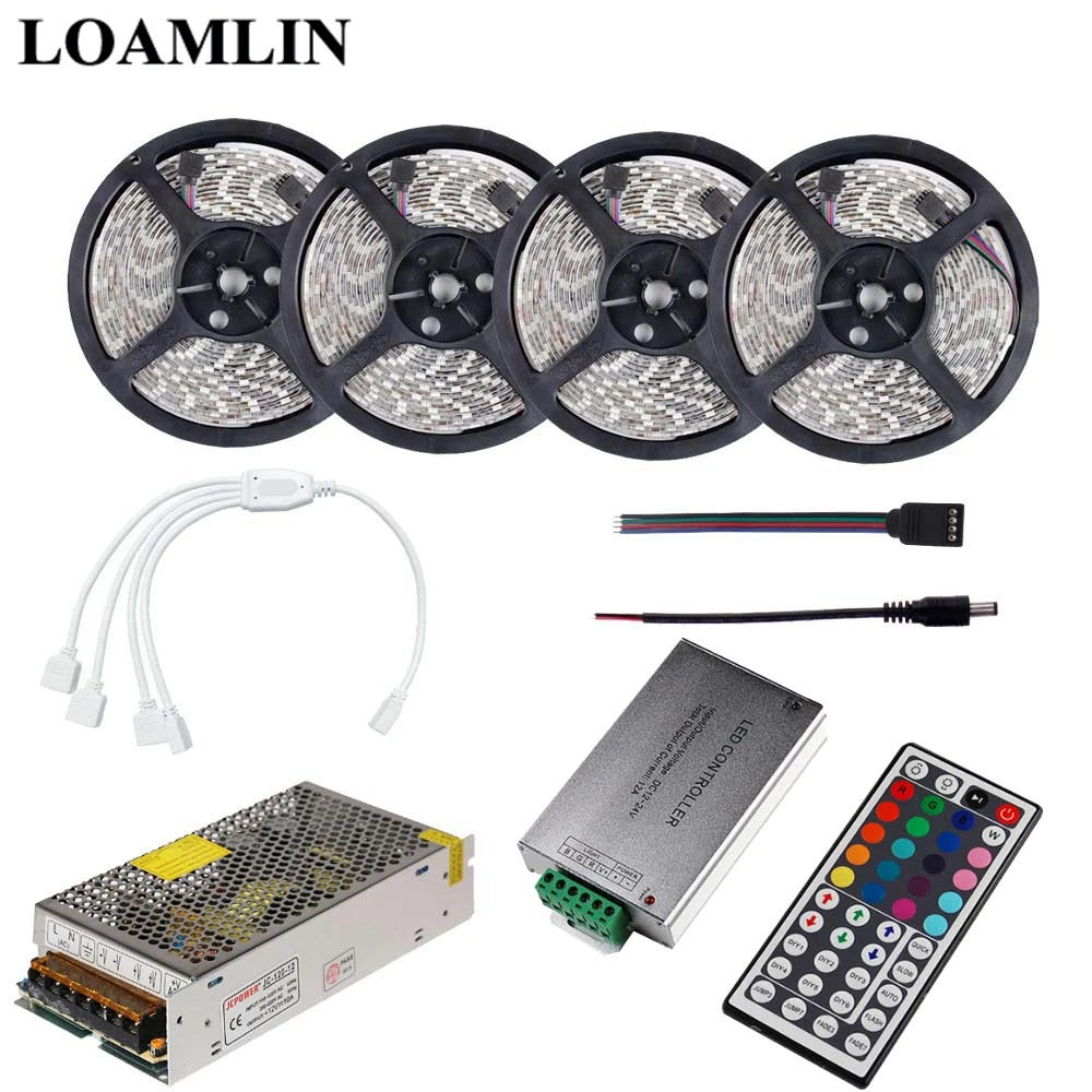 

RGB Led Flexible Strip Light SMD2835/3528 With 44Keys 12A Led Controller Power Supply Adapter Kit 5M 10M 15M 20M