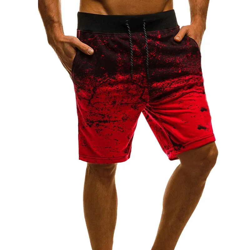 Мужские шорты Wenyujh, летние повседневные шорты для фитнеса, модные мужские шорты для бега, бега, фитнеса, градиентные пляжные шорты, спортивные штаны - Цвет: Red