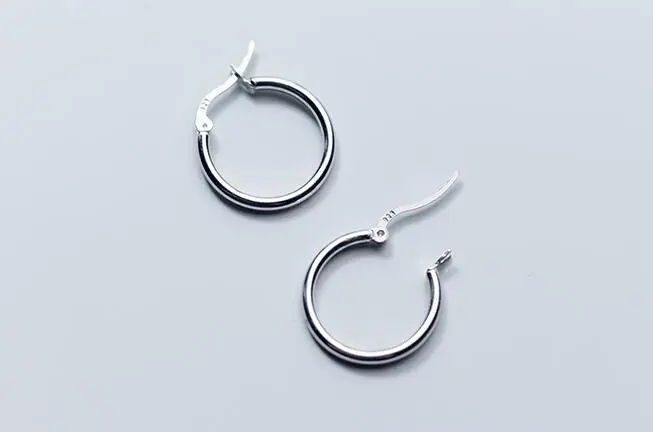 

2MM 1PAIR THIN Real. 925 Sterling Silver jewelry Endless CIRCLE Polished Lucky Hoop Huggie Earrings Geomeric GTLE2576