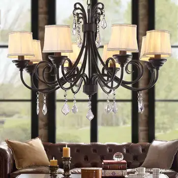 

Modern Crystal Retro Chandelier for Kitchen Bedroom Hanging Antique Iron Chandelier American Style