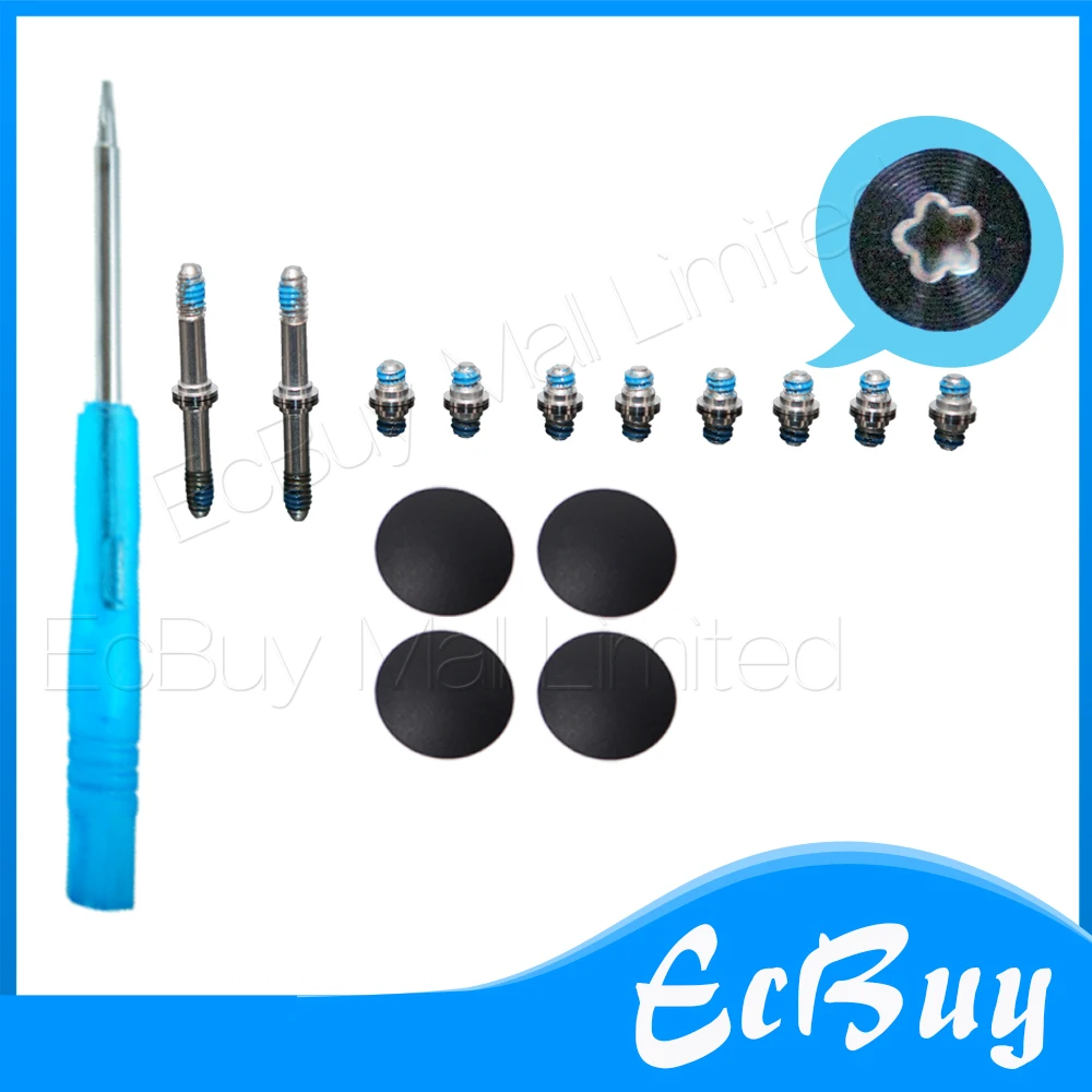 New 4pcs Plastic (No Rubber) Bottom Case Cover Feet Foot Kit+Screw Set+Tool for Macbook Air 13