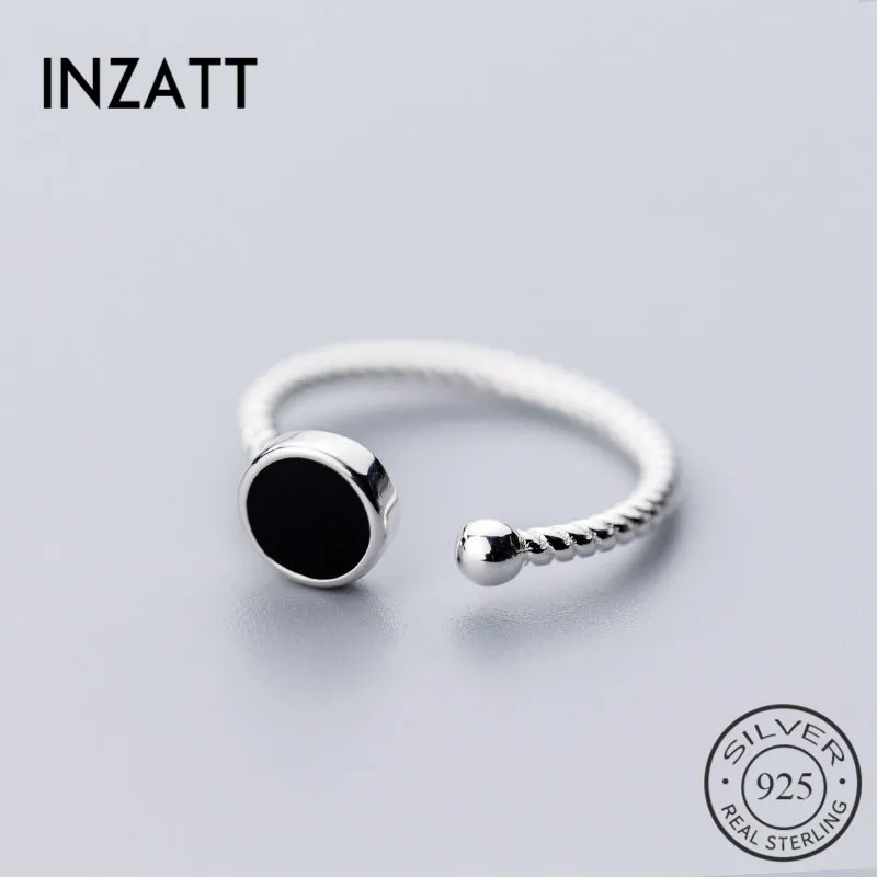 INZATT, настоящее 925 пробы, серебряное минималистичное геометрическое эмалевое круглое кольцо для женщин, вечерние ювелирные изделия, модный подарок