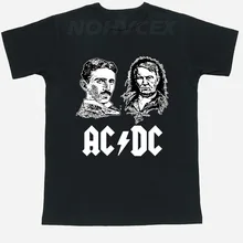 AC DC Nikola Tesla Edison Эдисон Томас учёные тема Футболка мужская и wo Мужская футболка с коротким рукавом