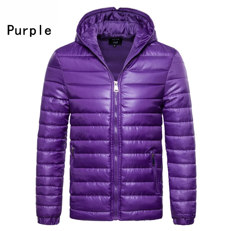 Зимняя мужская куртка-пуховик, белые куртки-пуховики на утином пуху, толстые теплые тонкие пальто, парка с капюшоном, Hombre, Мужское пальто, верхняя одежда - Цвет: Purple
