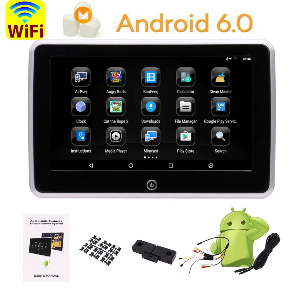 Car PC Headrest Monitor Android 6.0 HD Capacitive Touch Screen 1080P