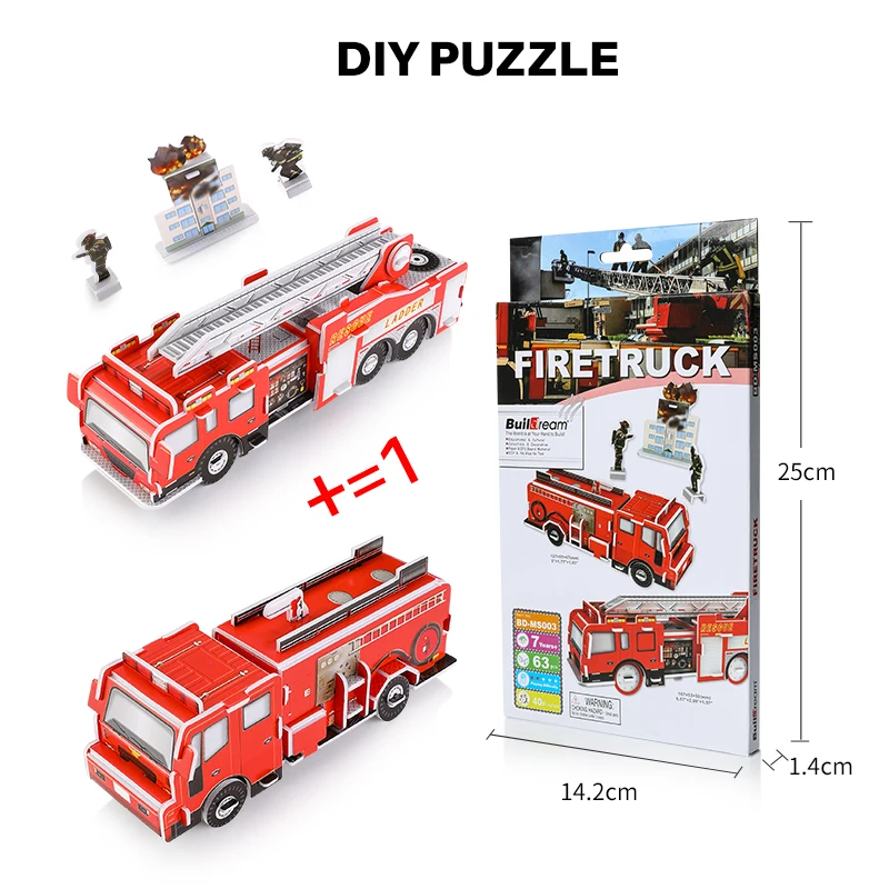 

DIY 3D Puzzle Paper Model Art Project Assemble for kids Fun&Educational Toy Craft, ambulance fire truck airplane traffic series