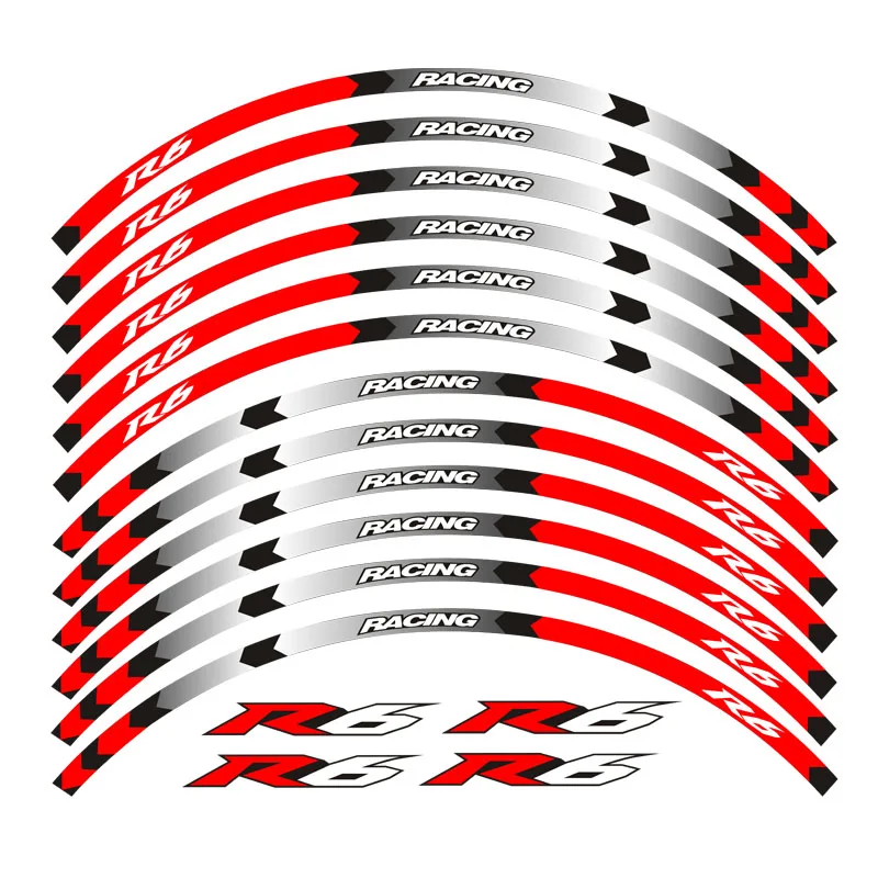 Cores para Yamaha Motocicleta Polegadas Roda Decalques Reflexivos Aro Listras 8 Yzf r6 17 5 Decalques e adesivos