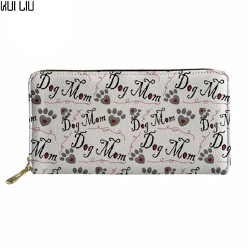 

Customized Women's Wallets for Credit Card Ladies Dog Bone Paw Print Coin Pocket Long Pu Leather Purse Females purses canta