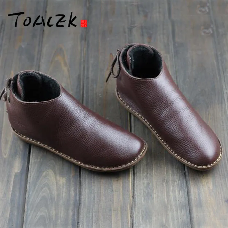 

Flat Platform Woman Shoe Handmade Genuine Leather Flats vintage Soft Comfortable Shoes for Women