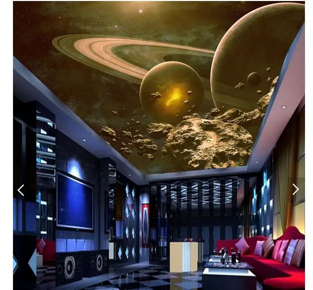 Us 13 1 50 Off 3d Photo Wallpaper Custom 3d Ceiling Wallpaper Murals Space Planet Zenith Mural Ceiling Background Wall 3d Living Room Wallpaper In