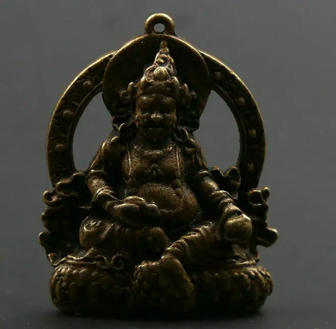 

Tibet Bronze Tantra Buddhism Yellow God Of Wealth Amulet Pendant Exorcise Evil Spirits Statue