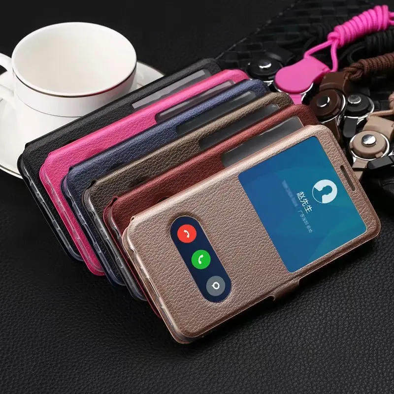 

For Huawei P Smart 5.65inch Case Quick View Open Window Flip PU leather Case For Huawei PSmart Phone Cases Coque Funda