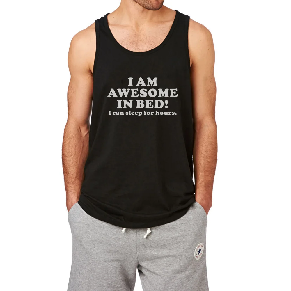 Mens Awesome in Bed Workout Fitness Casual Tank Tops menin Tank Tops