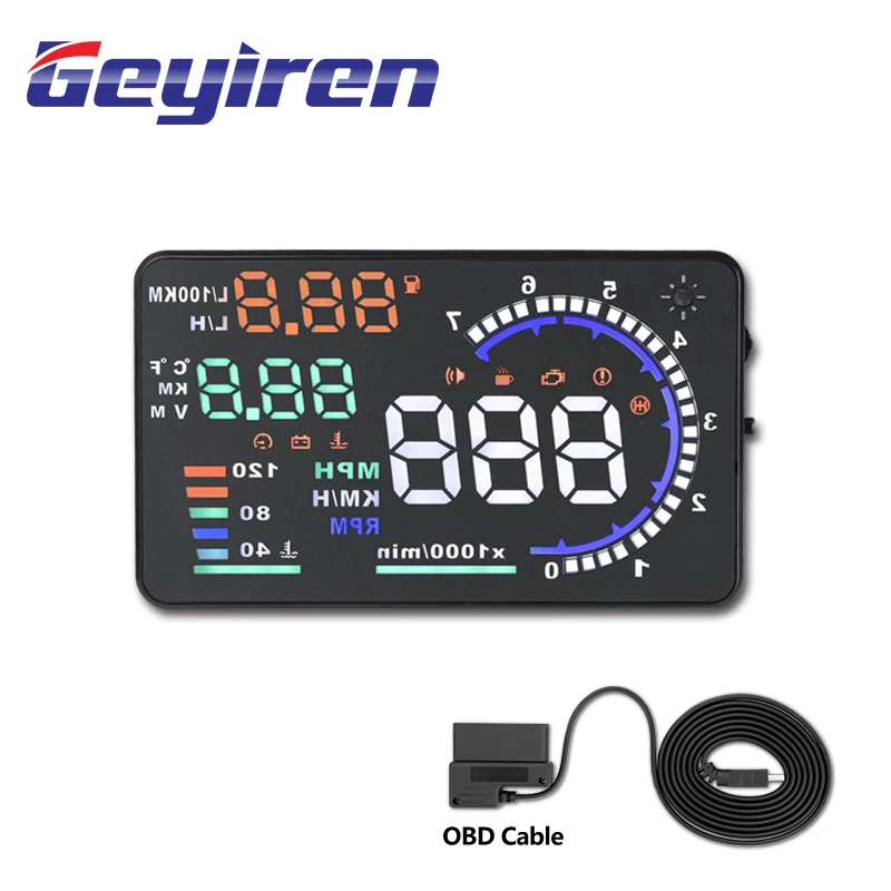 

GEYIREN A8 hud head up display obd2 ii euobd Overspeed Warning System Projector Windshield Voltage Alarm universal car hud