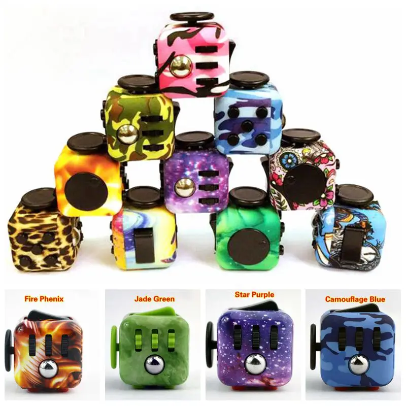 Original Spinner Fidget font b Toy b font Fidget Cube Camouflage Blue Relieves Anxiety and Stress