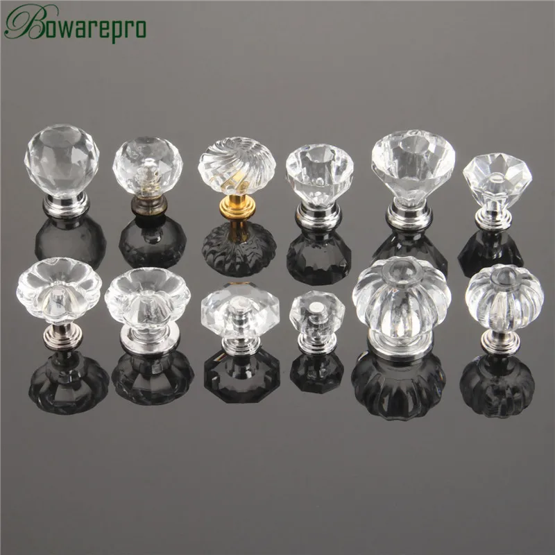 Bowarepro Crystal Jewel Boxes Handle Diamond Shape Knob Wood