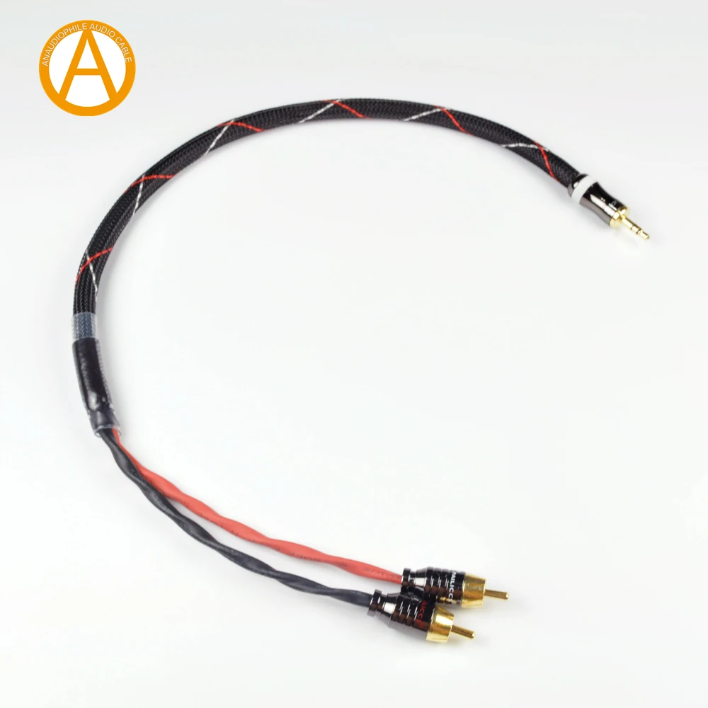 ANAUDIOPHILE Hi-Fi 3.5mm Jack Male To RCA Stereo Cable Hi-Fi Interconect Audio Cable For Amplifier Preamp PC Mobile Phone Tablet
