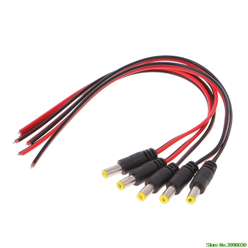 5 шт. 5,5x2,1 мм штекер питания постоянного тока Разъем CCTV PSU Pigtail кабель Jack 12 В