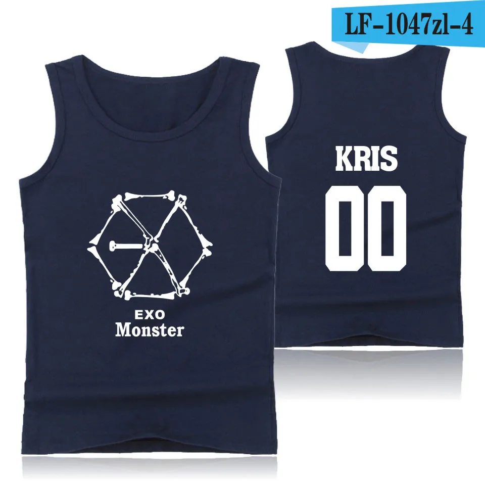 EXO Monster Модный хлопковый топ на бретелях для мужчин без рукавов рубашка одежда EXO Monster и номер плюс размер летние жилеты XXS 4XL - Цвет: navy blue